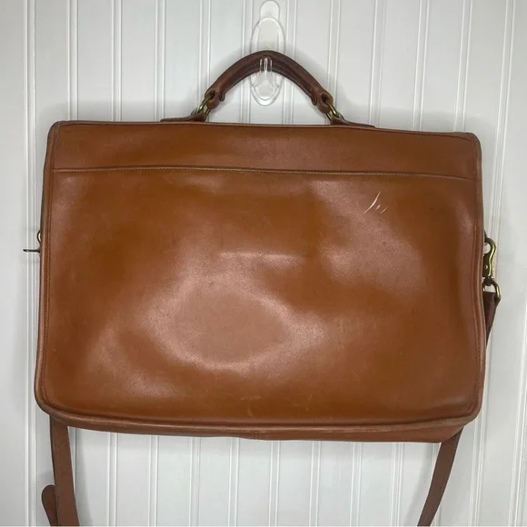 Vintage 90s COACH Tan Leather Briefcase Bag